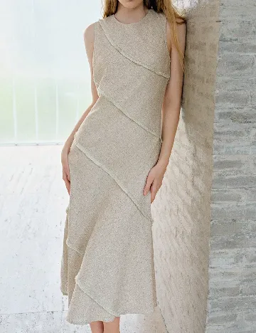 Rochie medie MOTF, crem