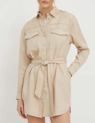 Rochie scurta Pepe Jeans, crem