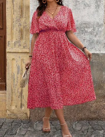 Rochie medie SHEIN CURVE, rosu
