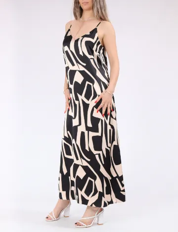 Rochie lunga Only, negru/crem