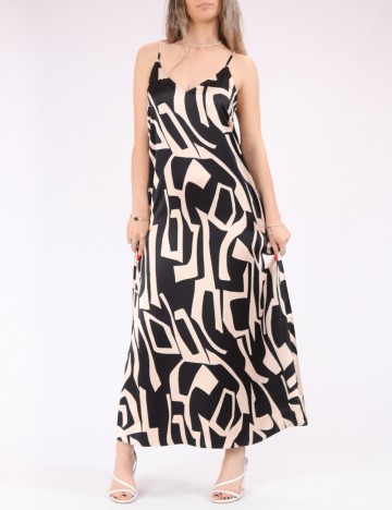 Rochie lunga Only, negru/crem