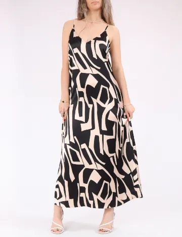 Rochie lunga Only, negru/crem