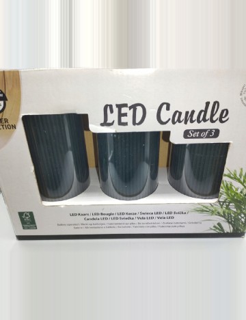 Set lumanari LED 3 bucati Zd Trading, verde inchis