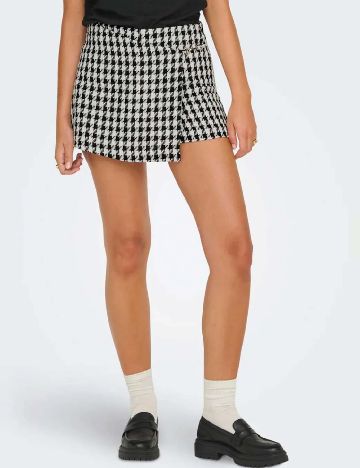 Fusta pantalon Only, alb/negru