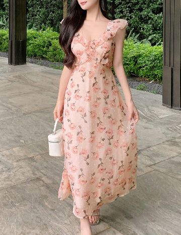Rochie lunga Dazy, floral print