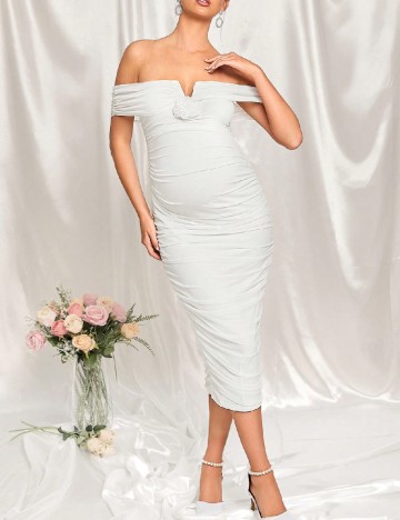 Rochie medie SHEIN Maternity, alb