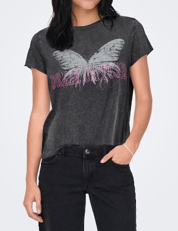 Tricou Only, gri inchis