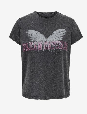 Tricou Only, gri inchis