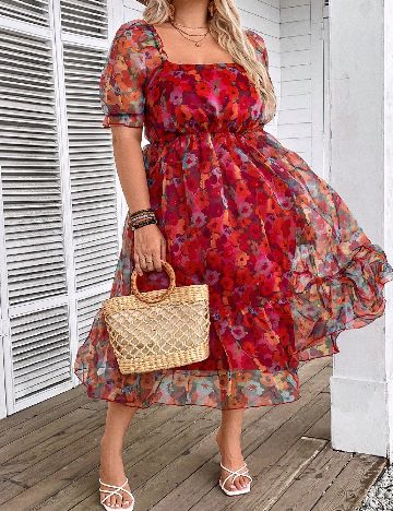 Rochie medie SHEIN CURVE, rosu