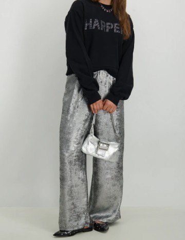 Pantaloni Only, argintiu