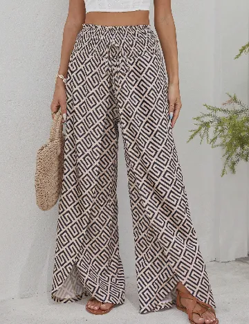 Pantaloni SHEIN, negru/crem