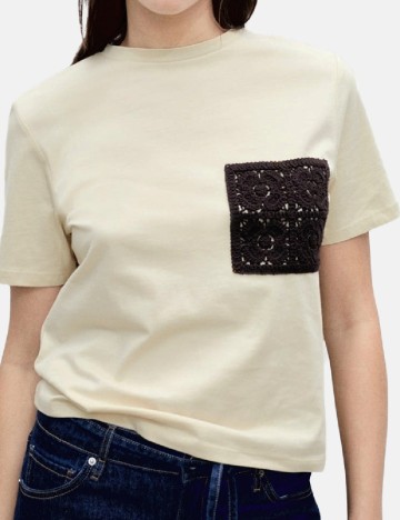 Tricou Mango, bej