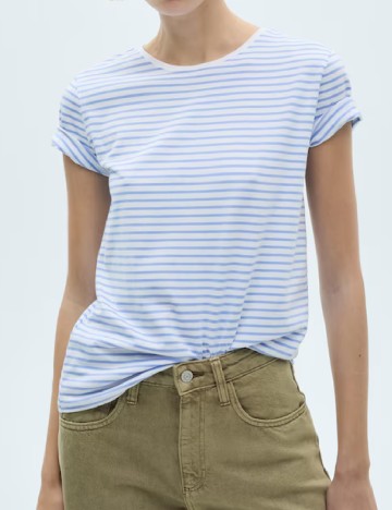 Tricou Mango, alb/albastru
