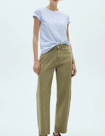 Tricou Mango, alb/albastru