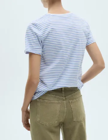 Tricou Mango, alb/albastru