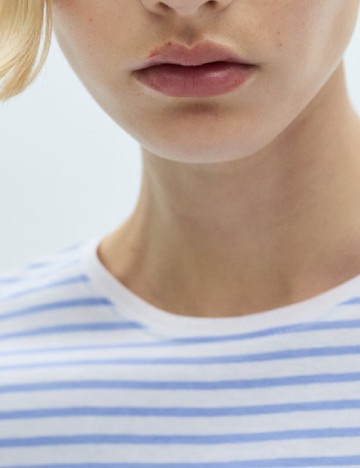 Tricou Mango, alb/albastru