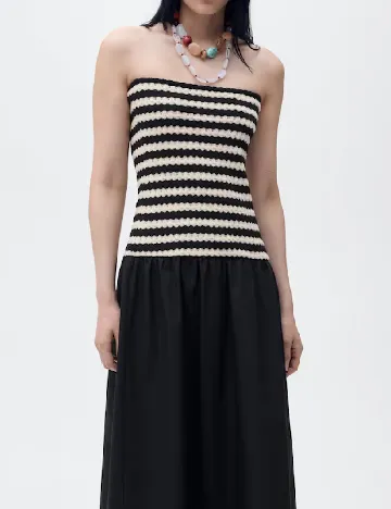 Rochie medie Mango, negru/crem
