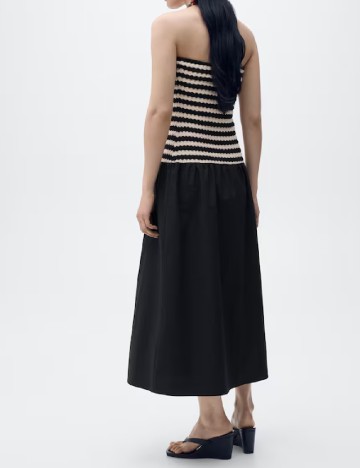 Rochie medie Mango, negru/crem
