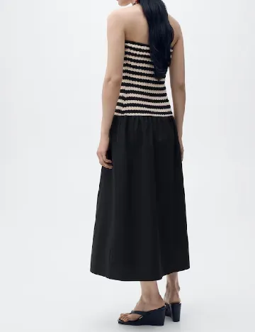 Rochie medie Mango, negru/crem