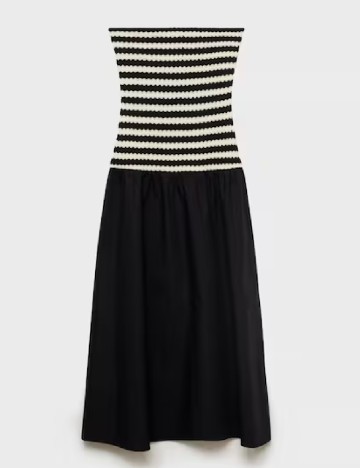 Rochie medie Mango, negru/crem