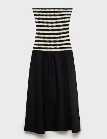 Rochie medie Mango, negru/crem