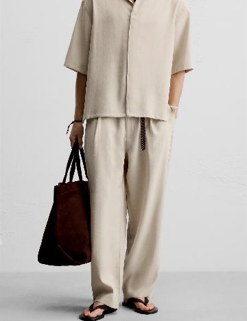 Pantaloni Zara, crem