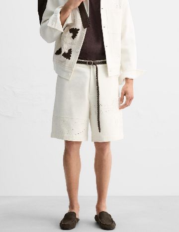 Pantaloni scurti Zara, alb