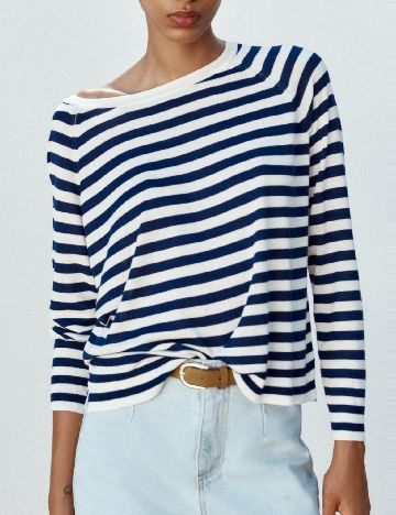 Bluza Zara, alb/albastru