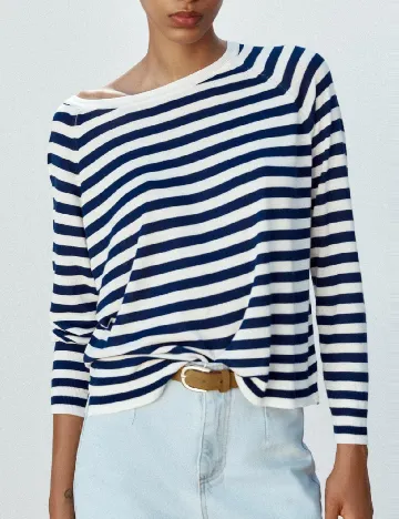 Bluza Zara, alb/albastru