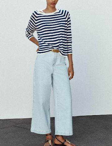 Bluza Zara, alb/albastru
