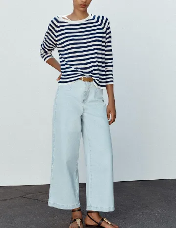 Bluza Zara, alb/albastru