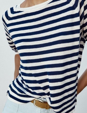 Bluza Zara, alb/albastru