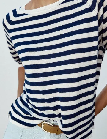 Bluza Zara, alb/albastru