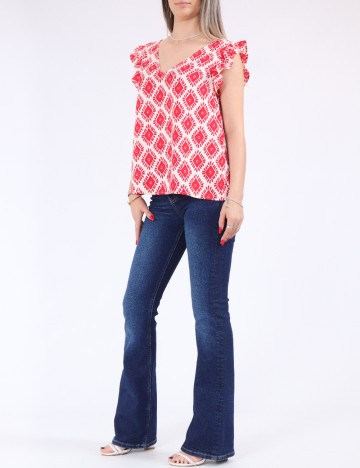 Bluza Only, rosu/crem