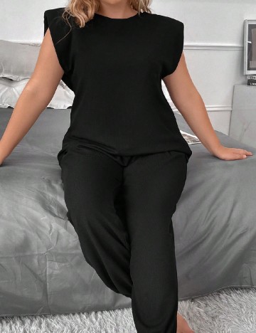Pijama SHEIN CURVE, negru