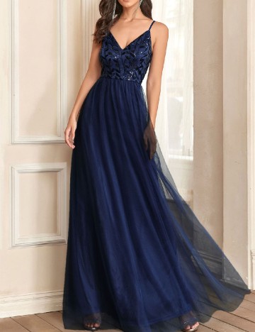 Rochie lunga Ever-Pretty, albastru