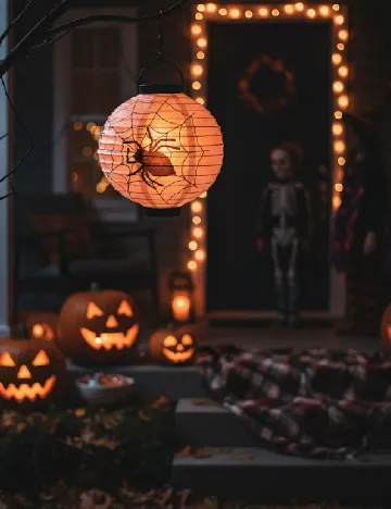Felinar decorativ cu LED pentru Halloween, alb Alb