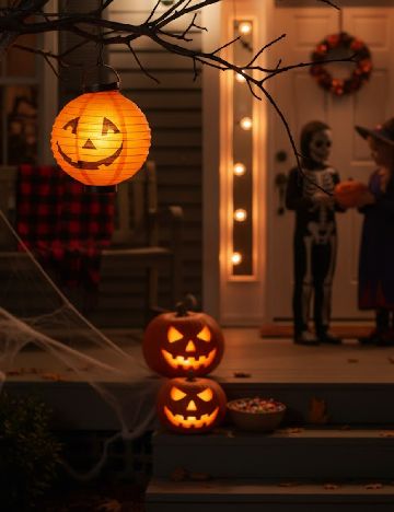 Felinar decorativ cu LED pentru Halloween, portocaliu