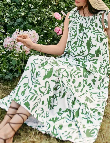 Rochie lunga SHEIN, verde/alb