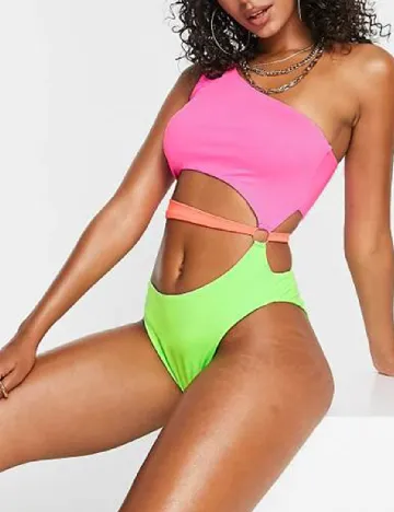 Costum de baie ASOS, roz/verde