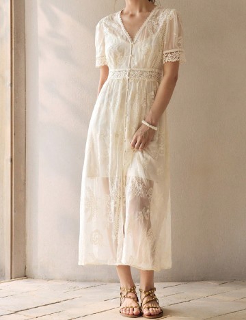 Rochie medie MOTF, crem