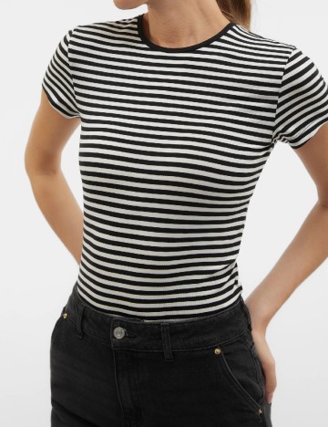 Tricou Vero Moda, alb/negru