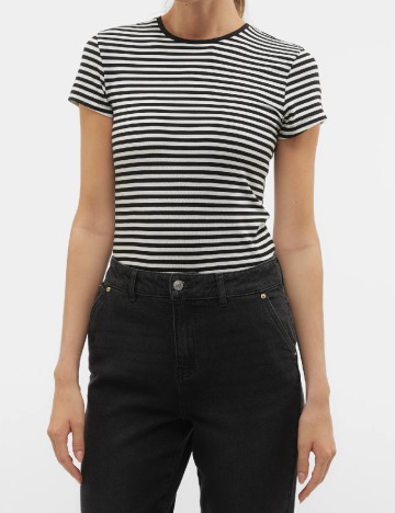 Tricou Vero Moda, alb/negru