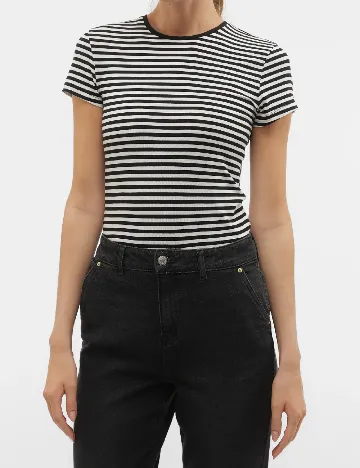 Tricou Vero Moda, alb/negru