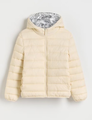 Geaca reversibila Reserved, crem/gri