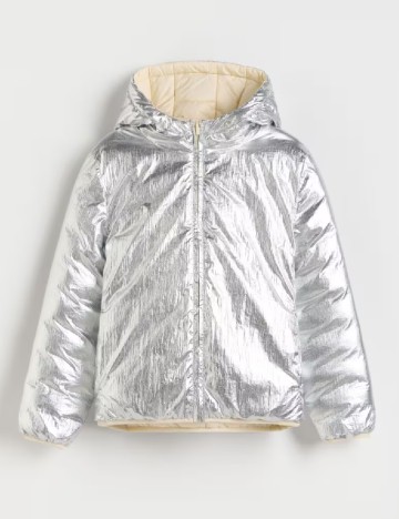 Geaca reversibila Reserved, crem/gri