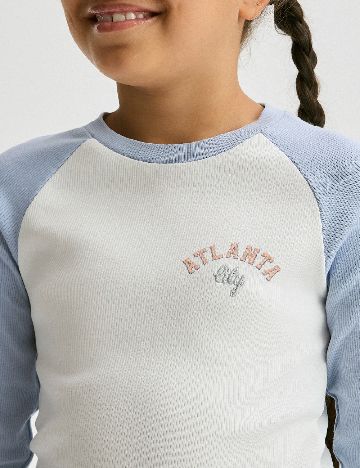 Bluza Reserved, alb/albastru