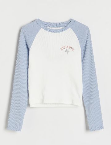 Bluza Reserved, alb/albastru