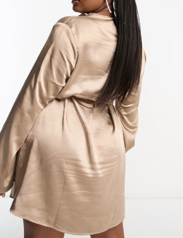 Rochie scurta Pretty Lavish Curve, maro deschis