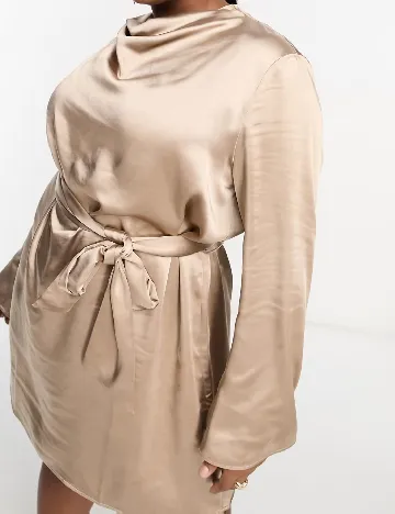 Rochie scurta Pretty Lavish Curve, maro deschis